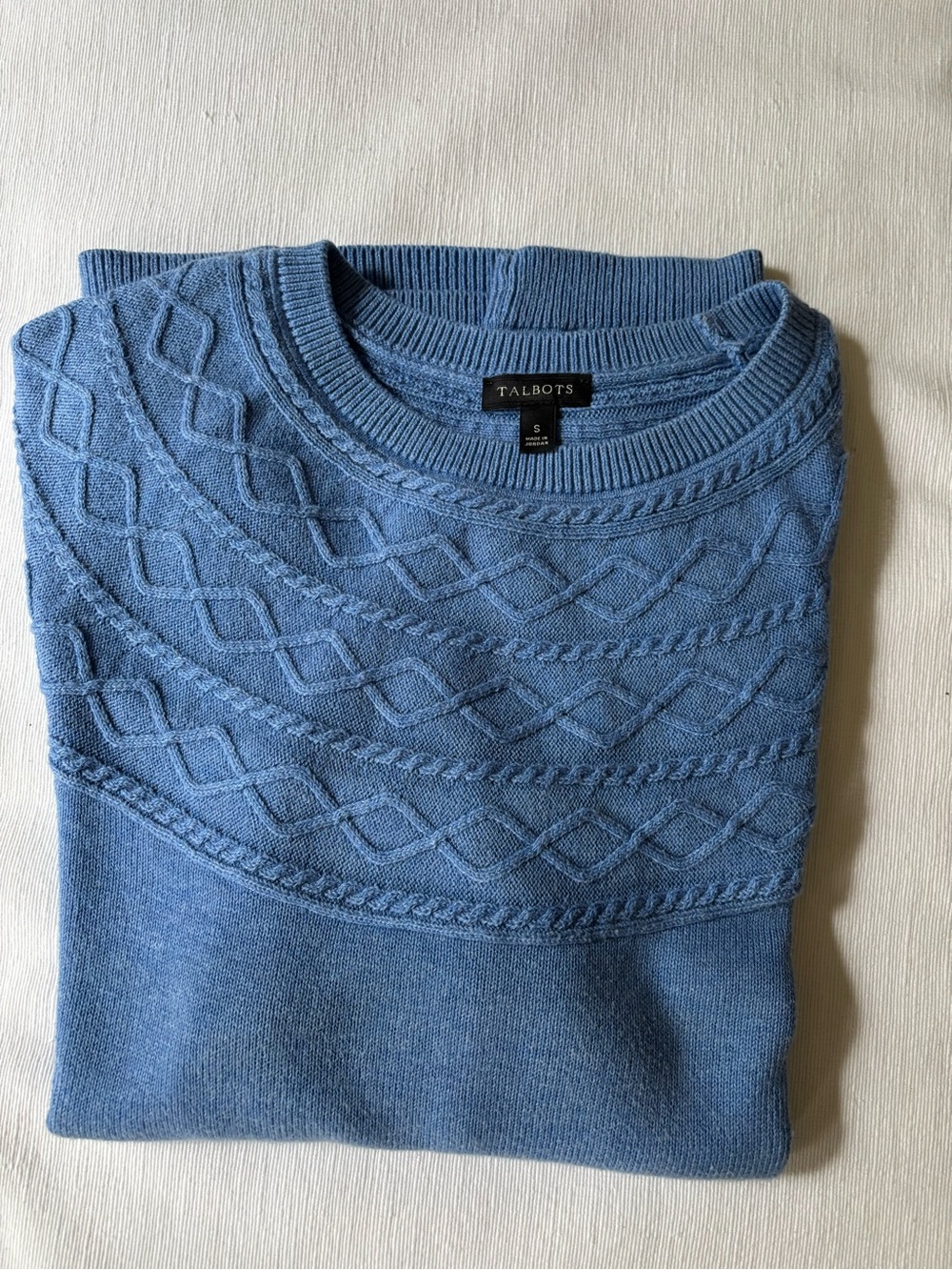Talbots Women’s Light Blue Cable Knit Crewneck Sweater